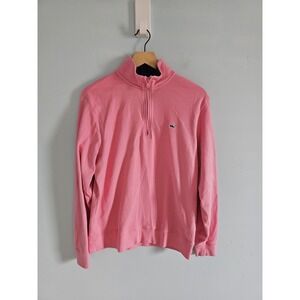Vineyard Vines Shirt Mens L Pink Saltwater 1/4 Zip Golf Pullover Mock Neck